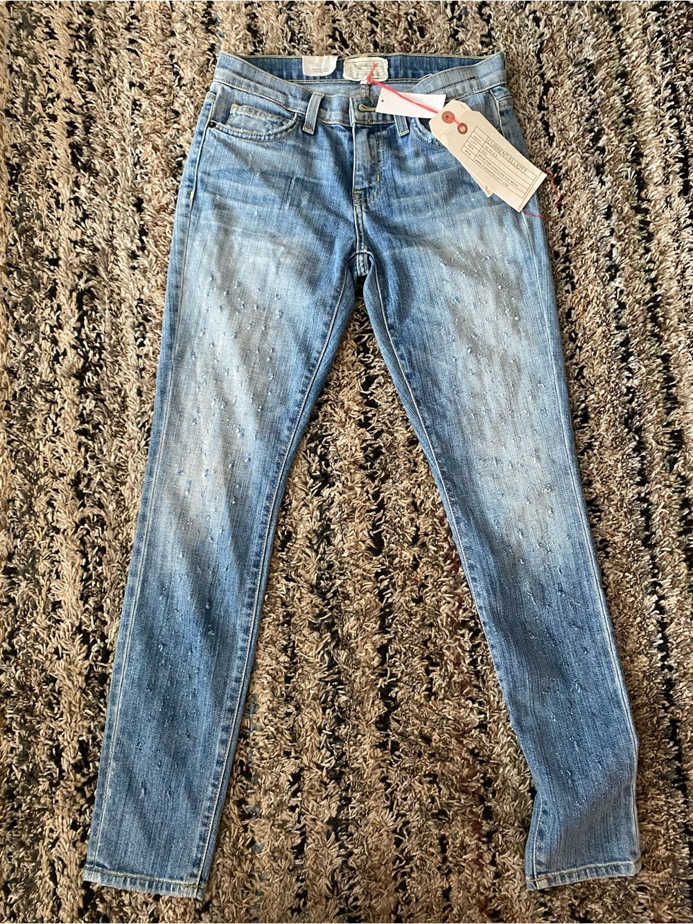 Current/Elliott Women’s Light Blue Skinny Jeans with Subtle Distressing Size 25